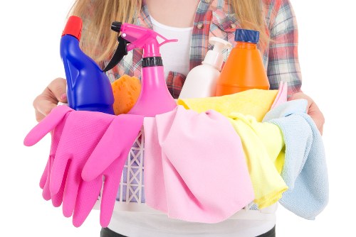 Waste handling and safety precautions during a cleaning service