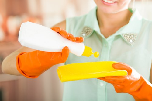 Cleaner wearing PPE during a tenancy cleaning service